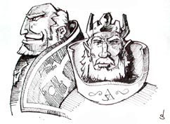 Dan's sketchbook drawing of Ganon and the King of Hyrule.